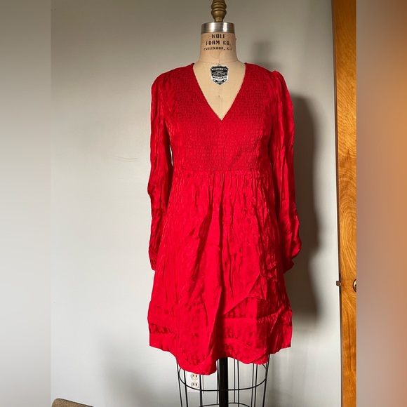 Maje Rimine Jaquard Red Mini Dress - Picture 2 of 9